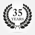 35 years. Anniversary or birthday icon with 35 years and  laurel wreath. Vector illuatration Royalty Free Stock Photo